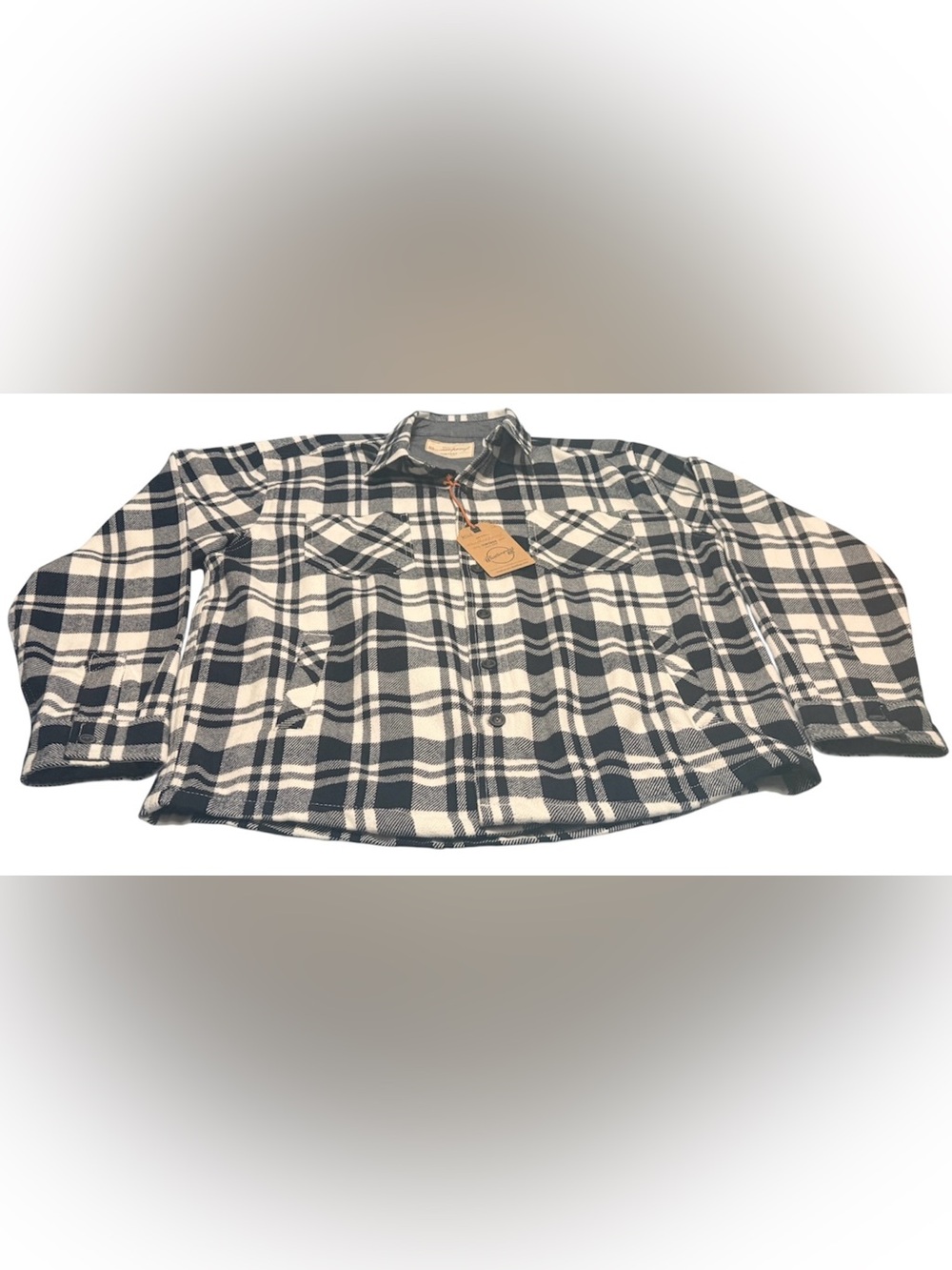 Weatherproof Black & White Plaid Button-Down Shirt